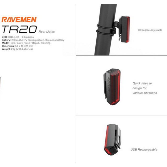 Веломигалка Ravemen TR20 USB 20 Люмен Art 2530078