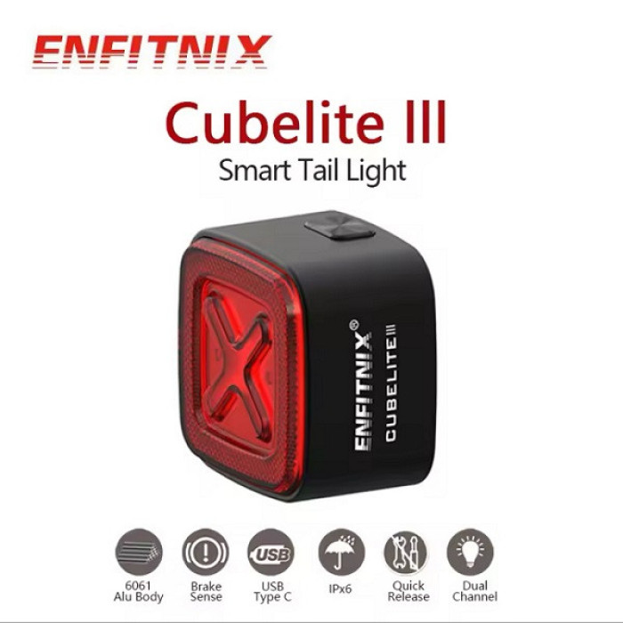 Велосипедна мигалка Enfitnix Cubelite III IPX6 смарт світло 4-режима Art 570253